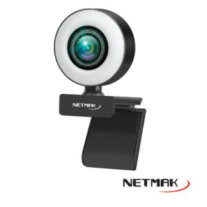 Webcam Netmak Web04 FHD 1080p USB c/ Micrófono Integrado + Aro Luz LED NM-WEB04