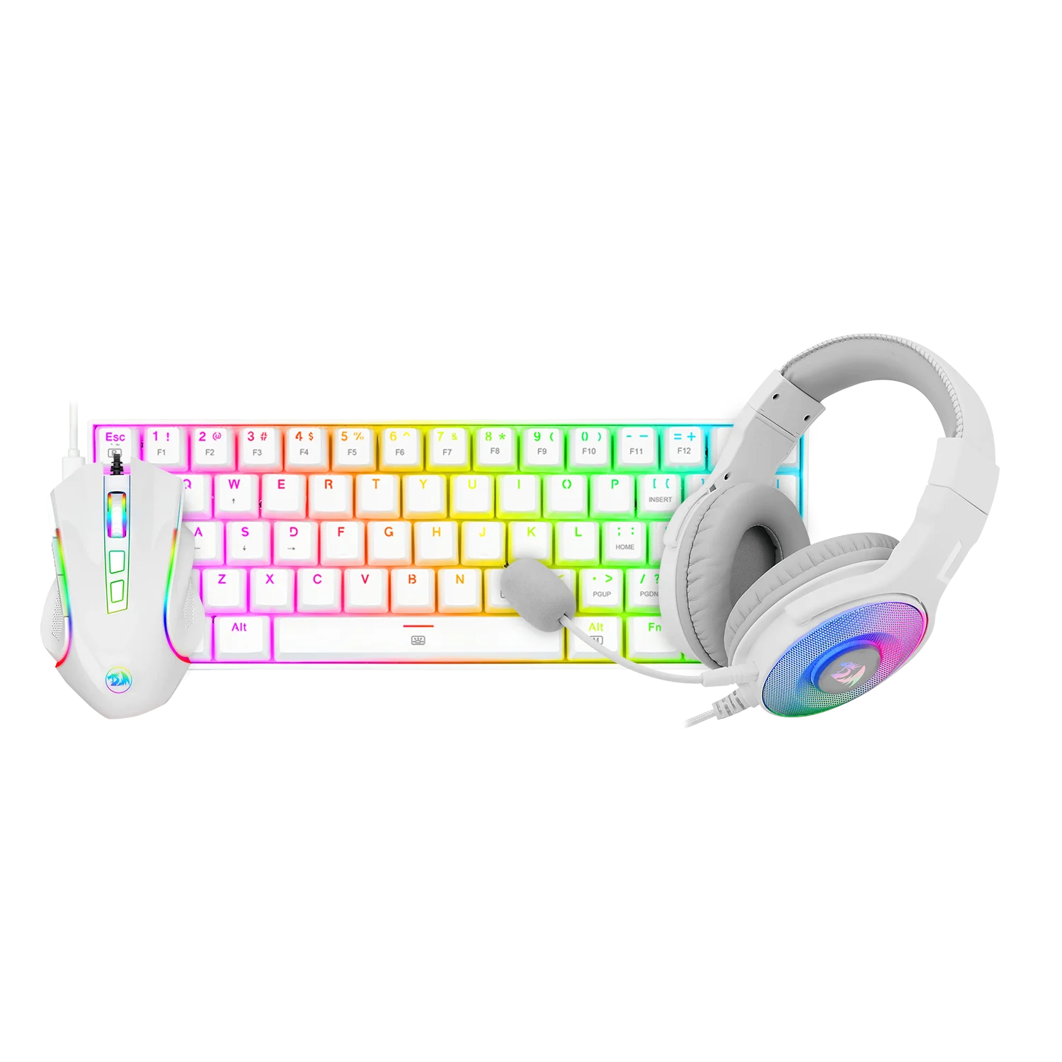 COMBO REDRAGON S129W 3IN1 BLANCA K630RGBW+M607W+H350RGB - Imagen 2