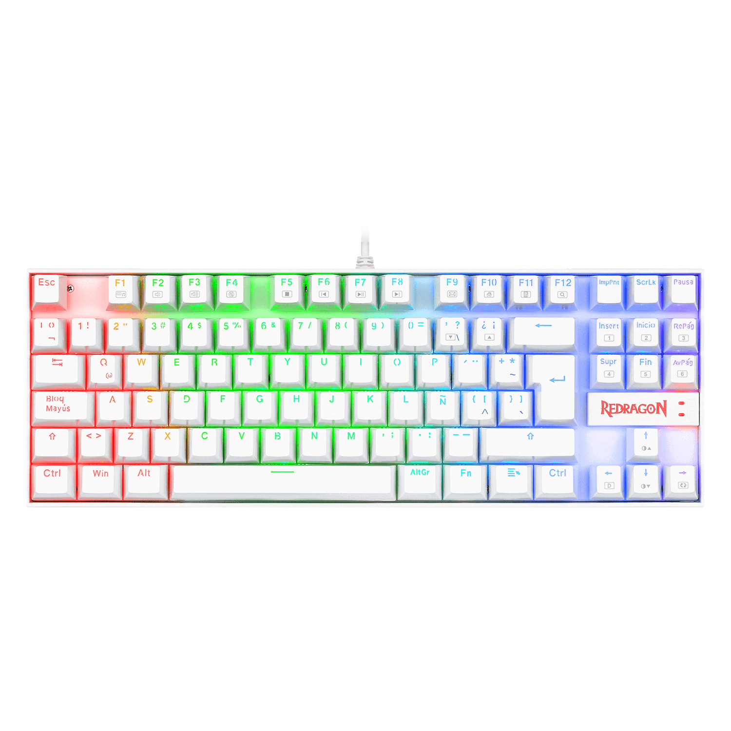 TEC Gamer Redragon Kumara RGB Blanco - K552W-RGB-SP