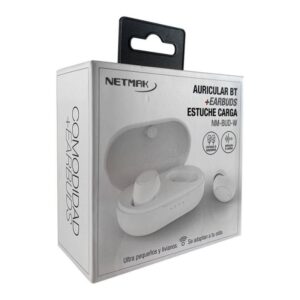Auri Bluetooth In-Ear Netmak Earbuds c/ Estuche blanco - NM-BUD-W