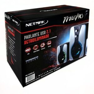 PARLANTE NETMAK TRUENO USB NEGRO/BLANCO RETROILUMINADO - NM-TRUENO-W