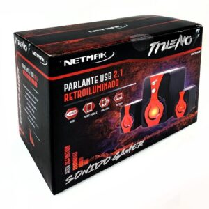 PARLANTE NETMAK TRUENO USB NEGRO/ROJO RETROILUMINADO - NM-TRUENO