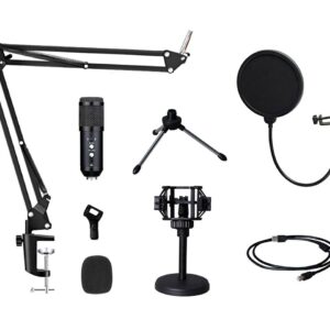 Micrófono Gamer Nisuta NS-MICG5 USB c/ Brazo + Soporte Antivibración